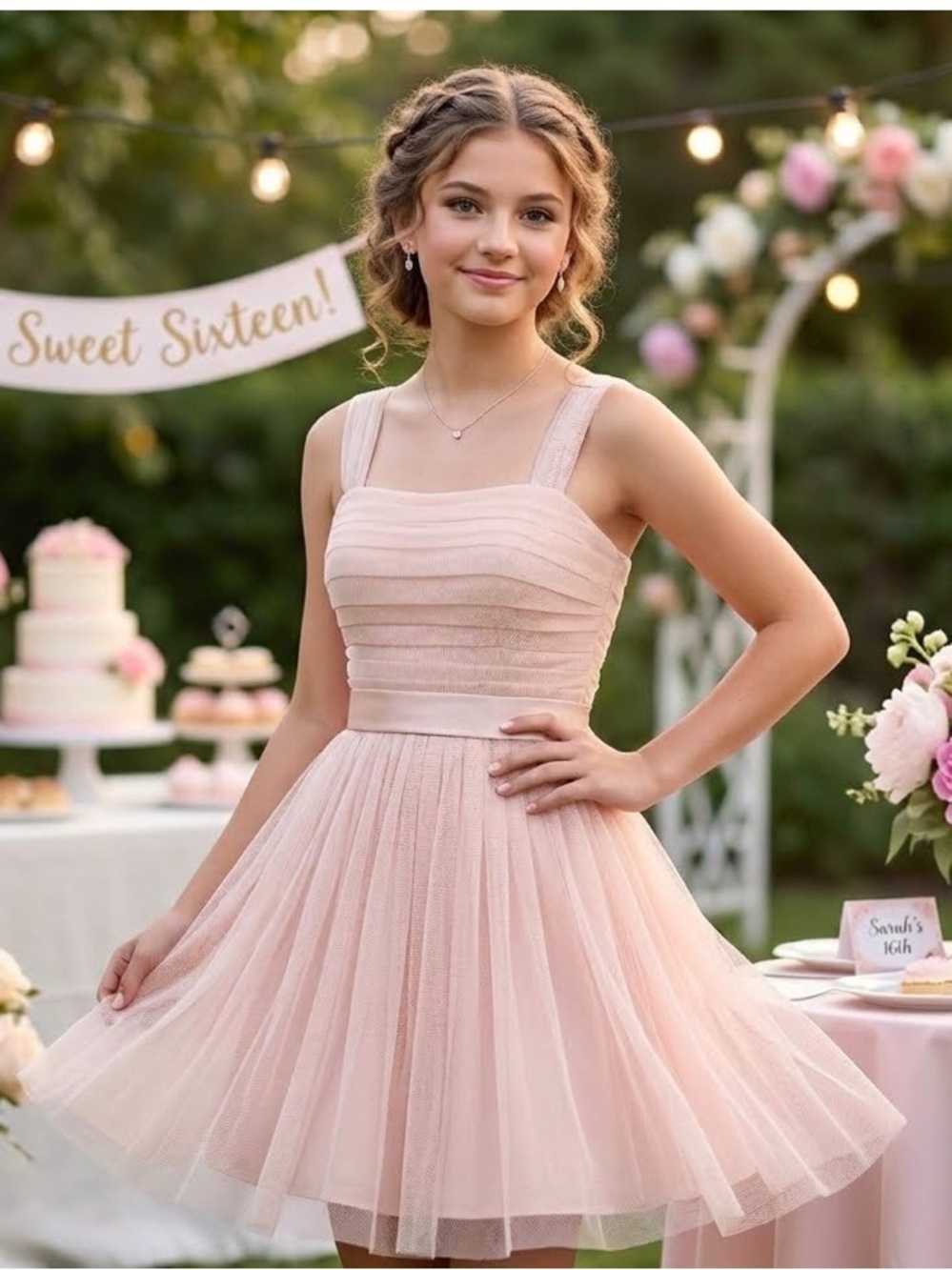 NWT White by Vera Wang Tulle Mini Dress Blush Pink Sweet 16 Coquette HOCO Size 8